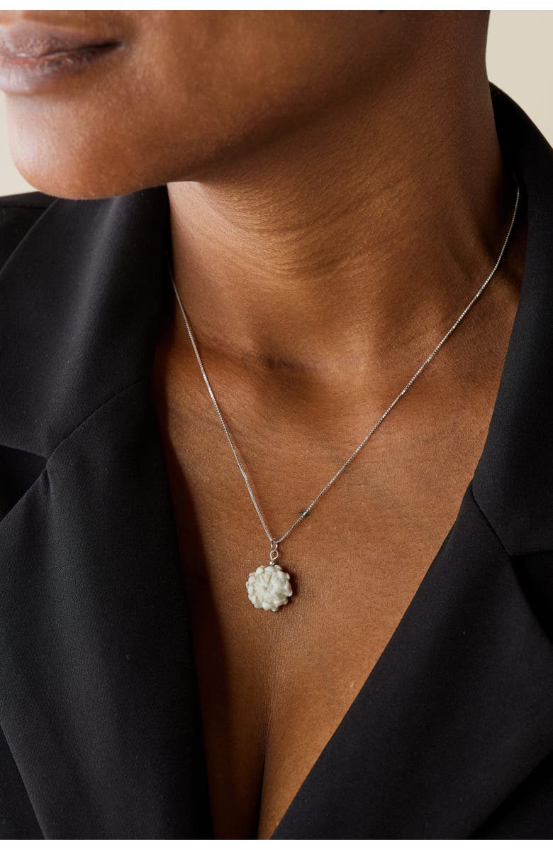 kanju Interiors Protea Hand Sculpted Floral Necklace, Alternate, color, Silver