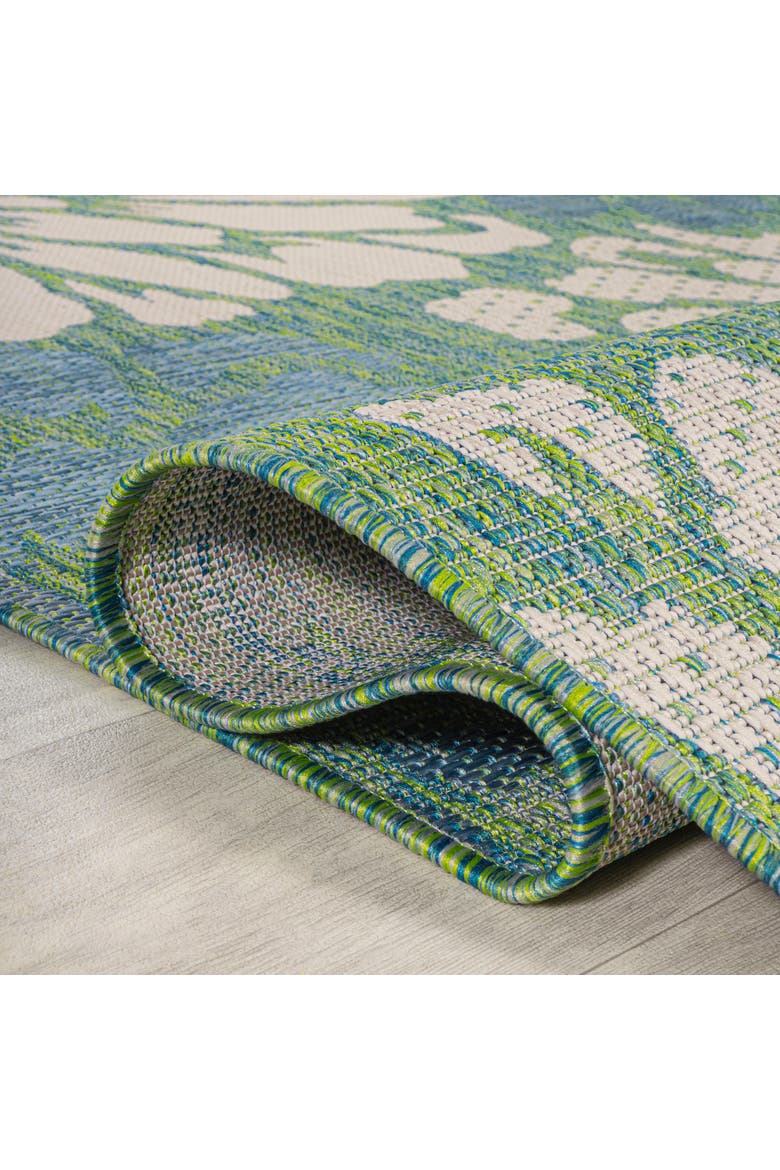 Zinnia Modern Floral Textured Weave Octagon Indoor/Outdoor Area Rug, Alternate, color, Cream/Green