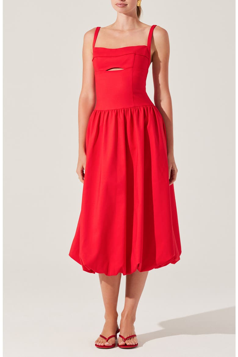 Jevi Sleeveless Bubble Midi Dress, Main, color, RED