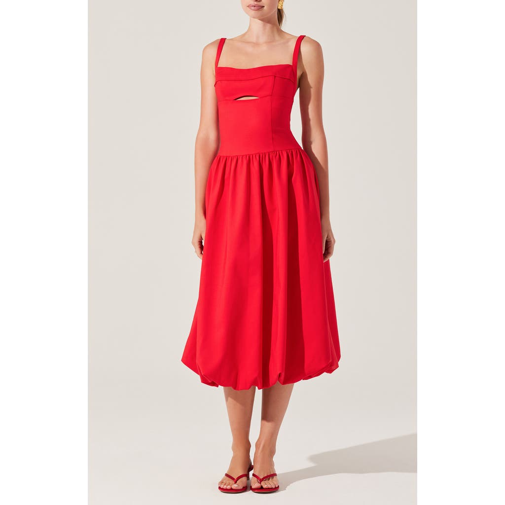 Astr The Label Jevi Sleeveless Bubble Midi Dress In Red
