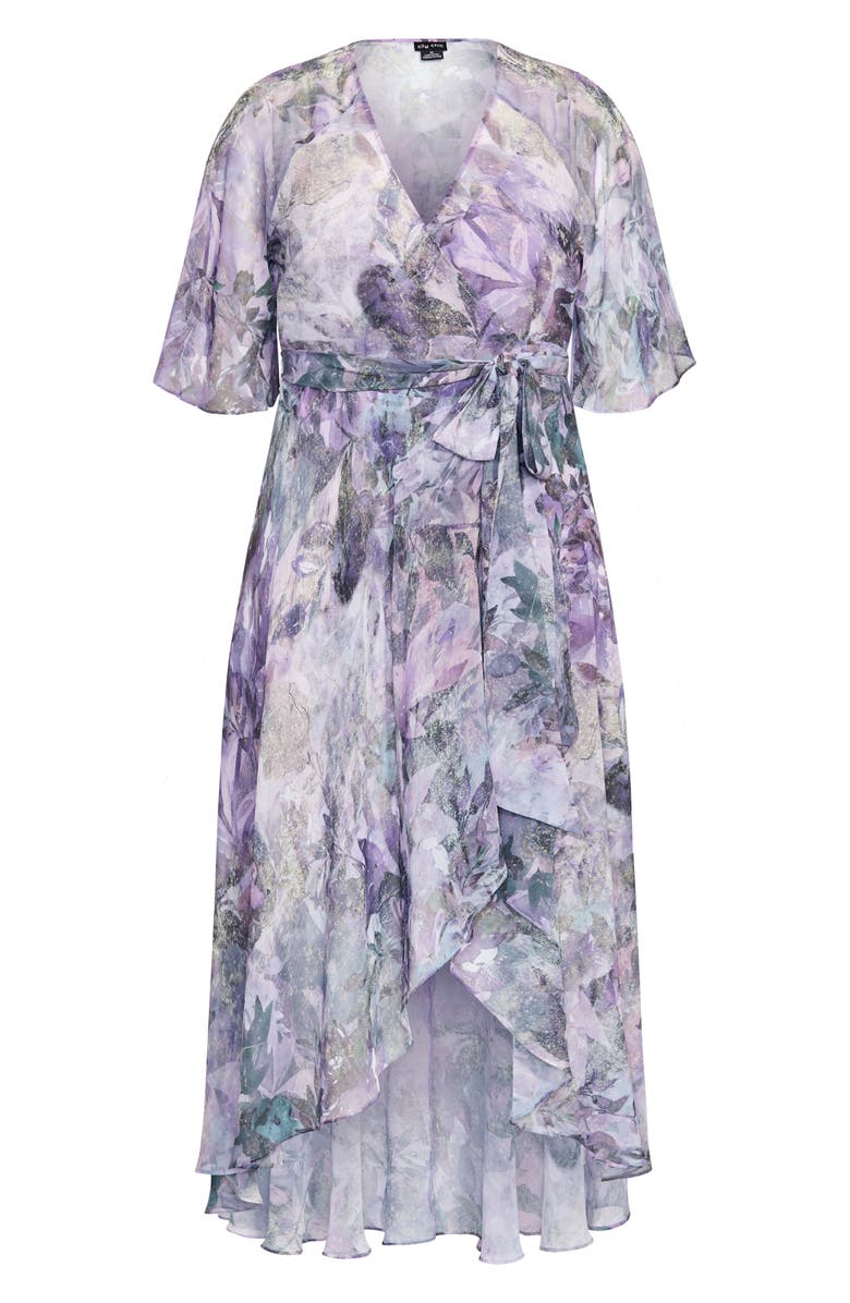 City Chic Floral Chiffon Wrap Dress, Alternate, color, 