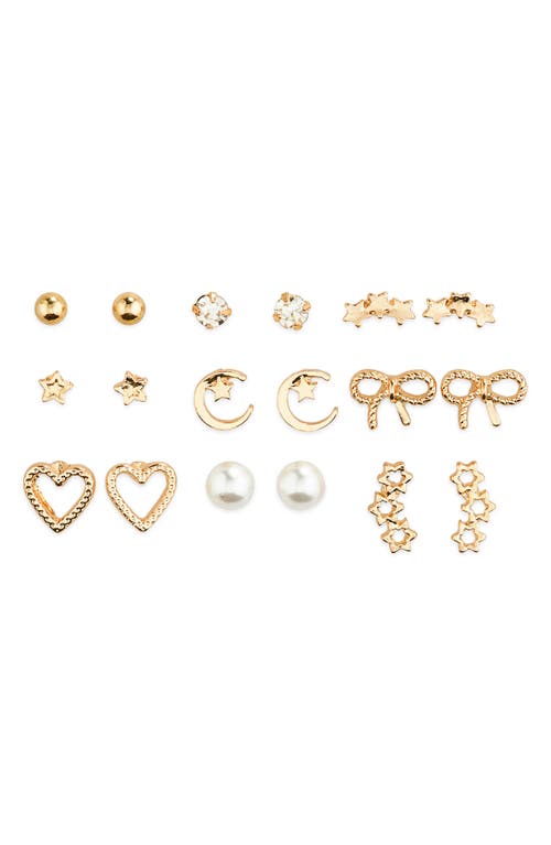 BP. Set of 9 Assorted Earrings in Gold 