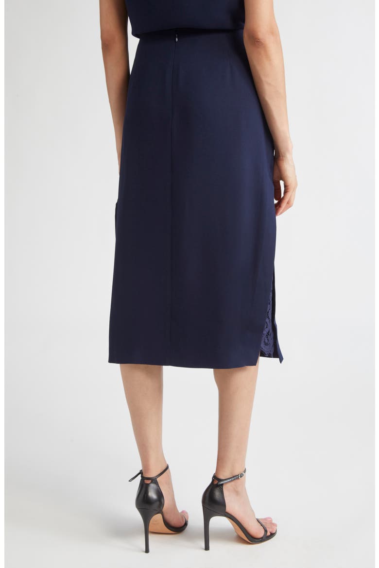 Lace Inset Satin Back Crepe Skirt, Alternate, color, MIDNIGHT