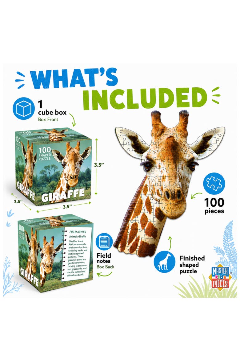 Giraffe 100 Piece Shaped Jigsaw Puzzle, Alternate, color, Multicolor