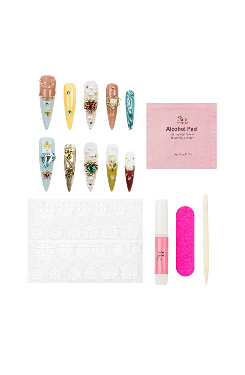 3H Nails Majestic Fantasy Luxury Handmade Press On Nails, Alternate, color, Multicolor