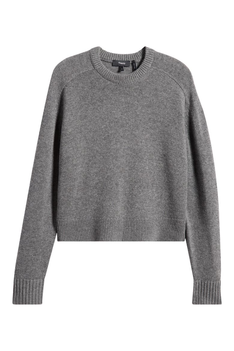 Cashmere Crewneck Crop Sweater, Alternate, color, LIGHT CHARCOAL