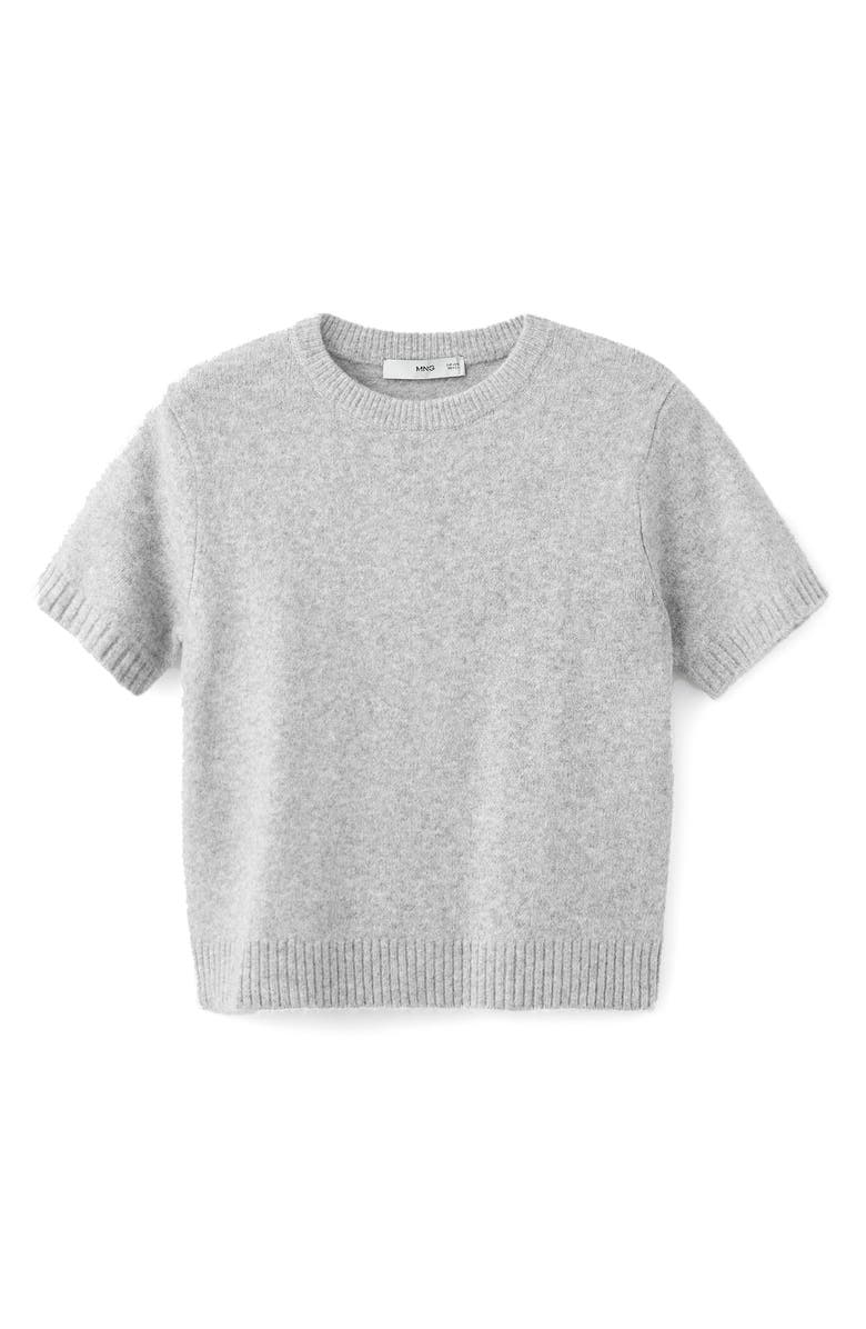 MANGO Short Sleeve Sweater, Alternate, color, Medium Heather Grey