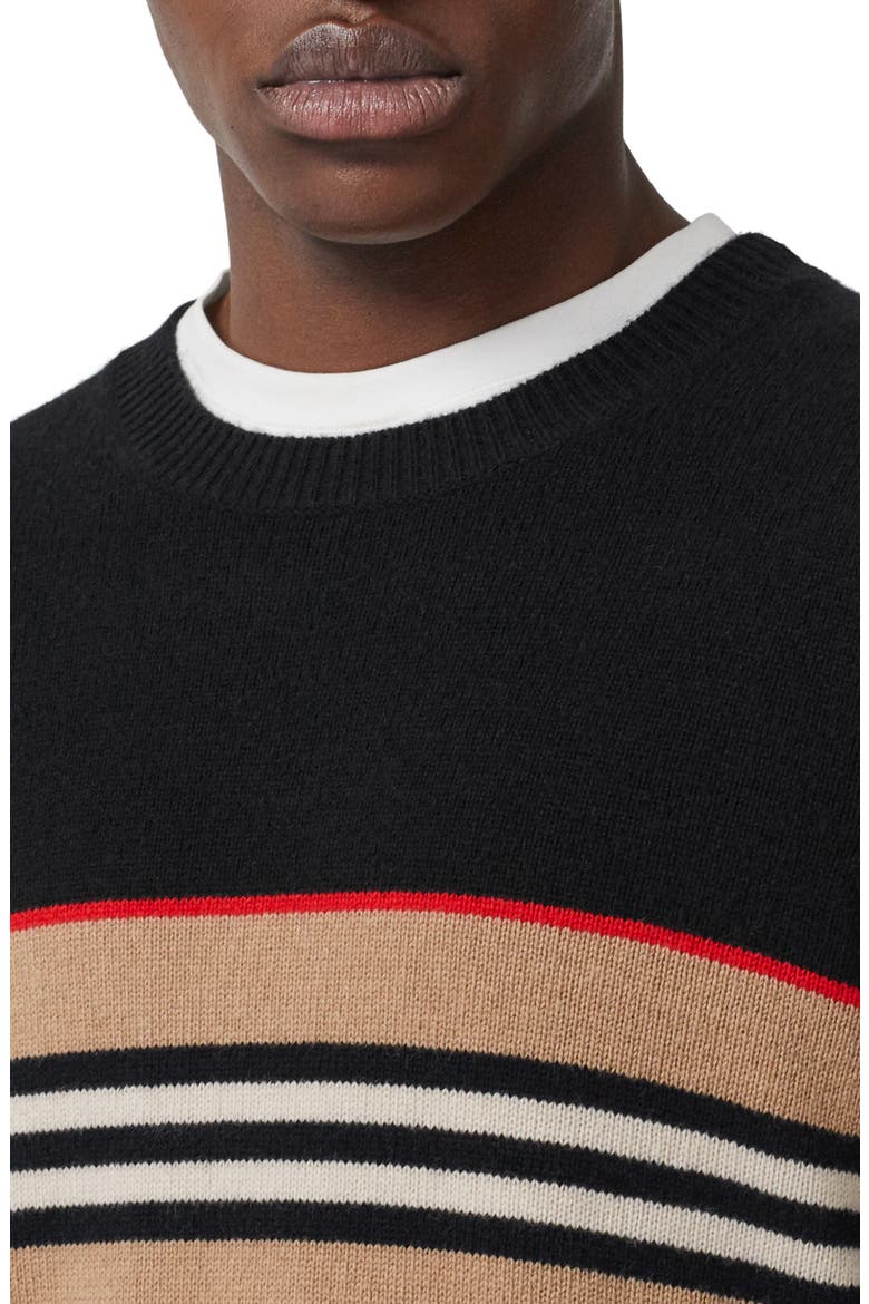 Icon Stripe Cashmere Sweater, Alternate, color, BLACK