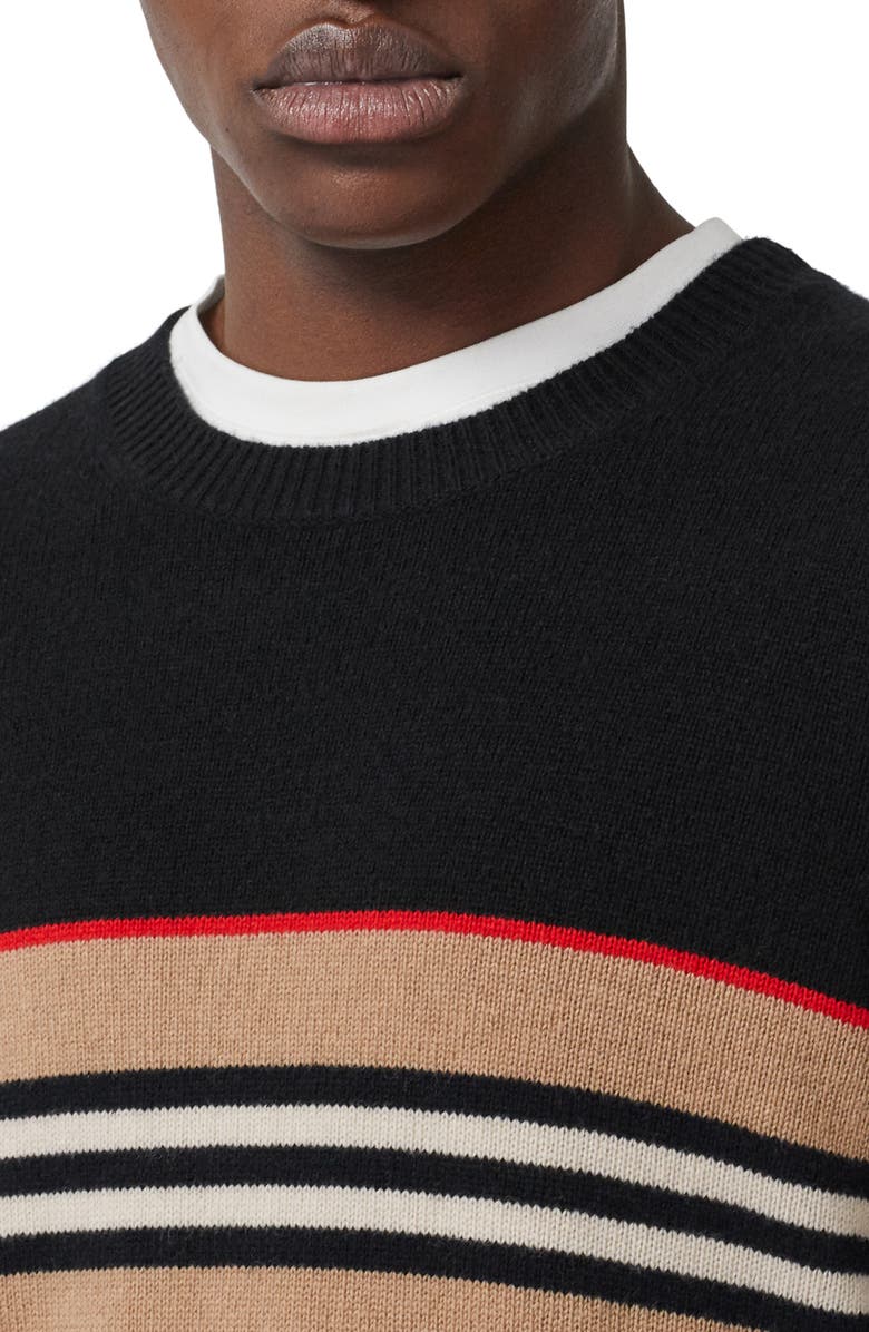 Burberry Icon Stripe Cashmere Sweater, Alternate, color, 