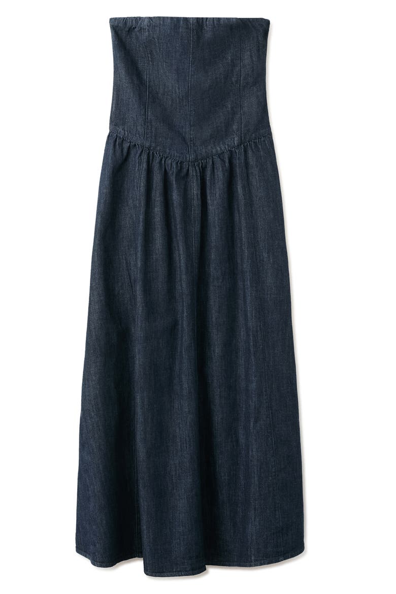 Strapless Denim Midi Dress, Alternate, color, OPEN BLUE