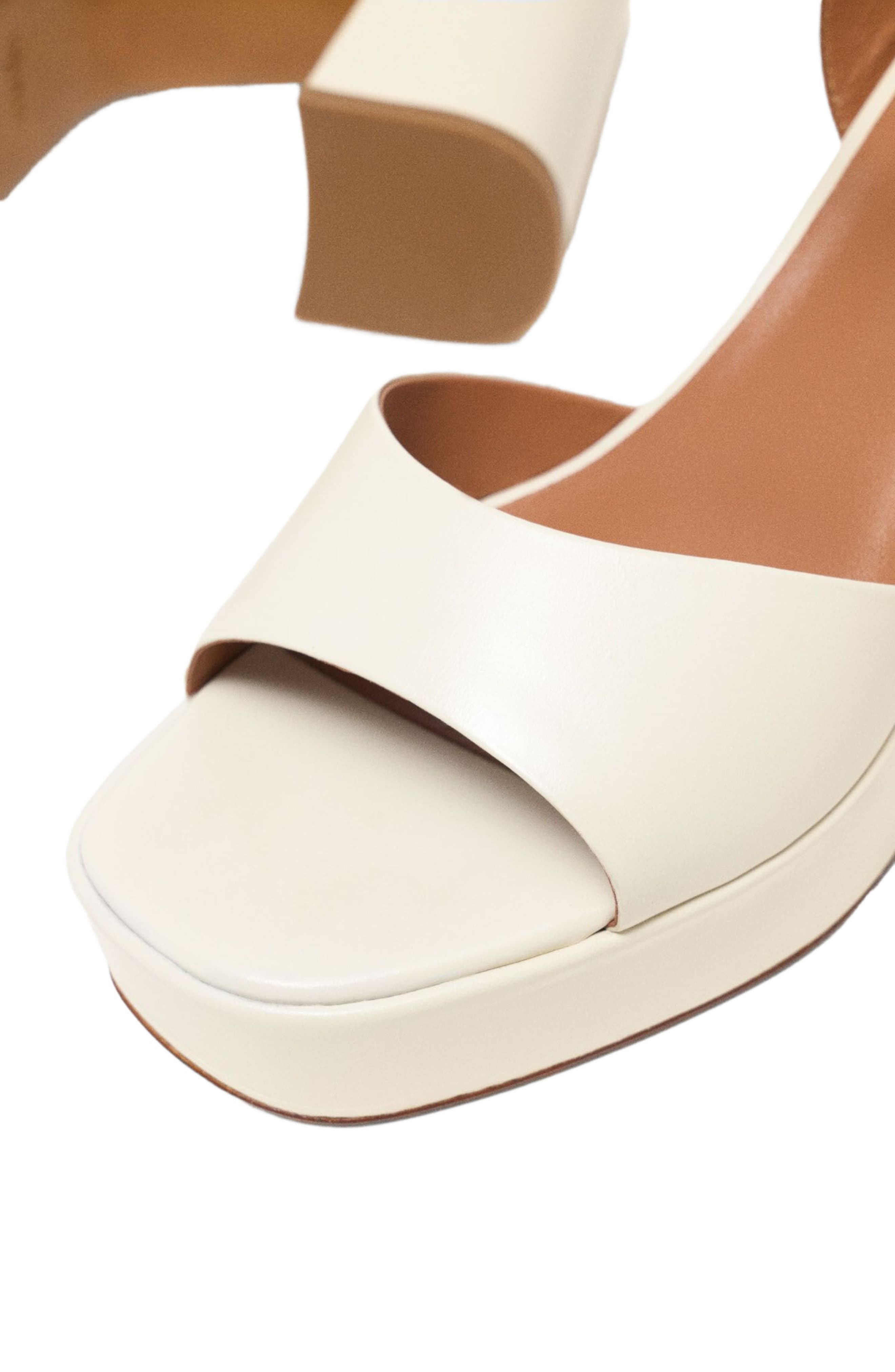 maje Leather platform sandals, Alternate, color, Ecru