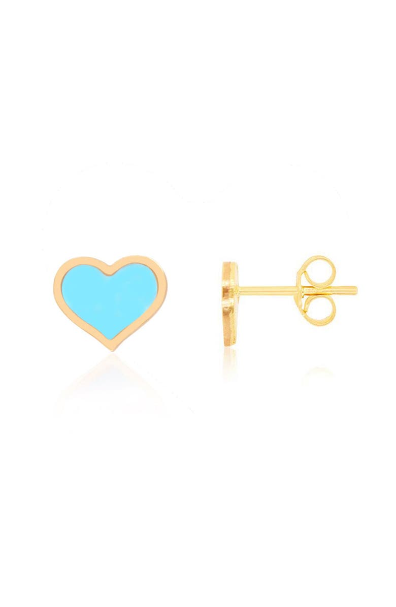 The Lovery Fine Jewelry Large Turquoise Heart Stud Earrings, Main, color, Turquoise
