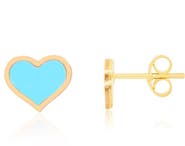 The Lovery Fine Jewelry Large Turquoise Heart Stud Earrings