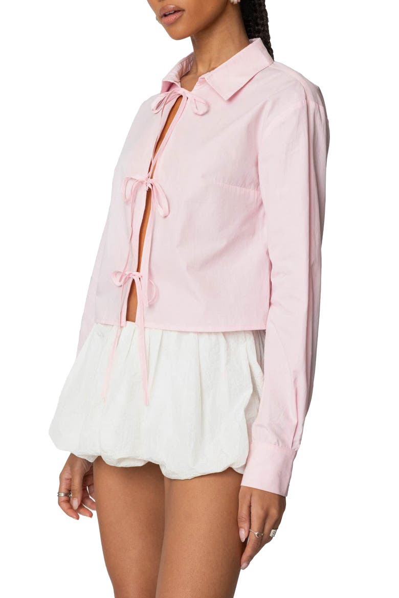 Melrose Cotton Tie Front Shirt, Alternate, color, LIGHT-PINK