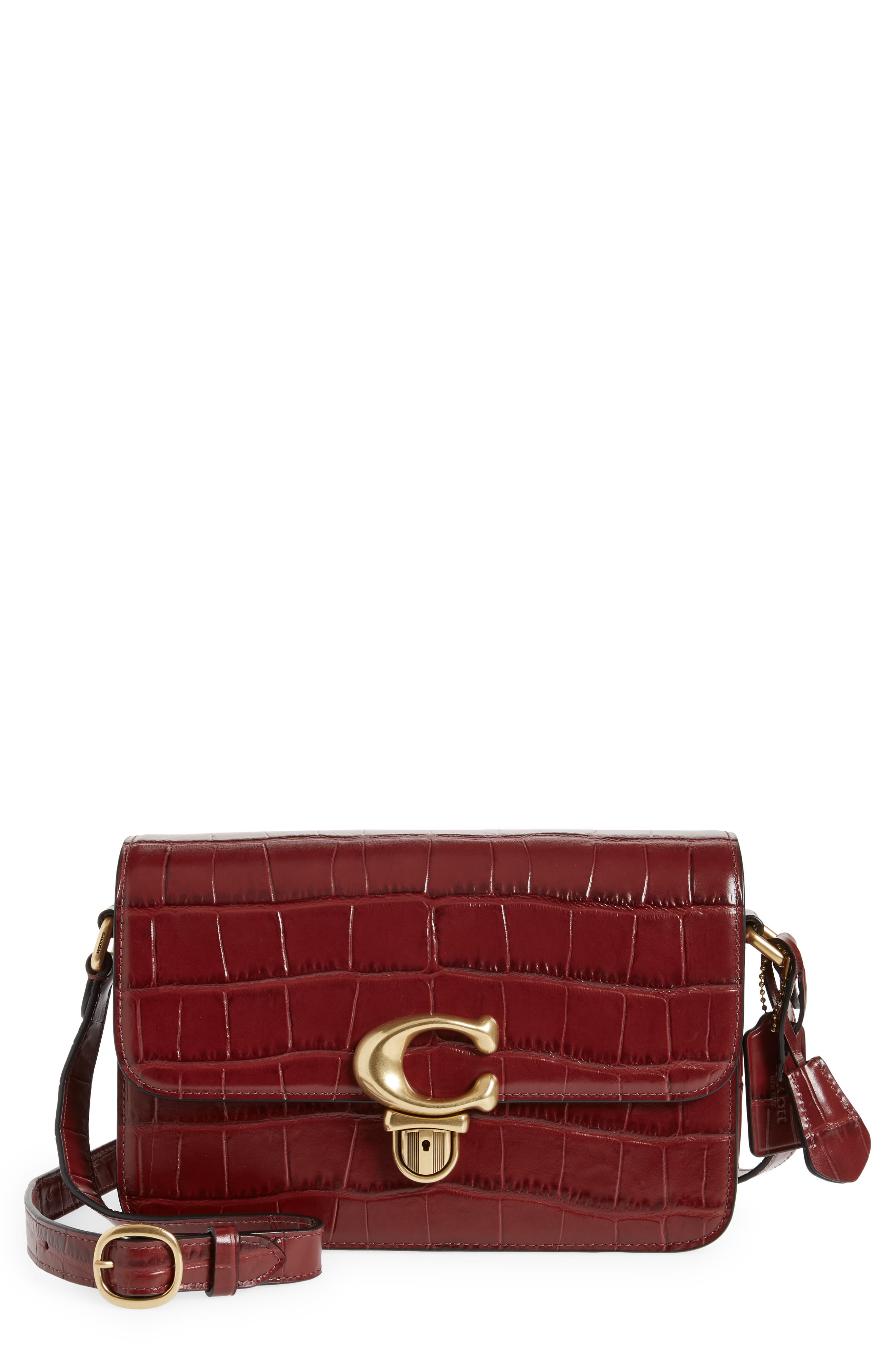COACH Studio Croc Embossed Leather Shoulder Bag, Main, color, 