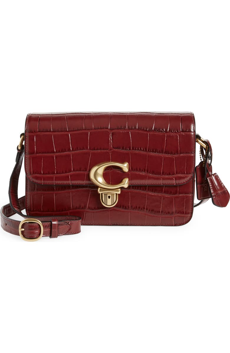 COACH Studio Croc Embossed Leather Shoulder Bag, Main, color,