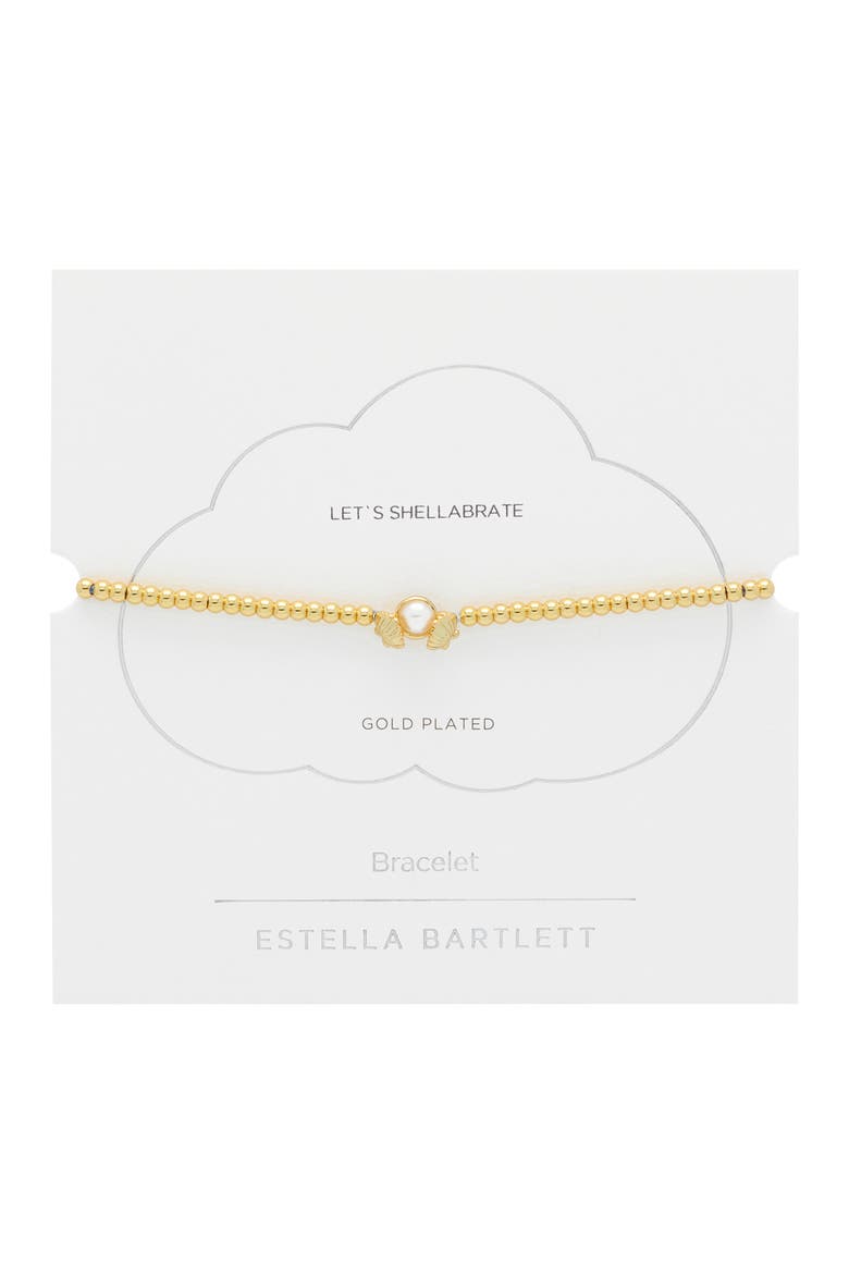 Scallops & Faux Pearl Bracelet, Main, color, GOLD