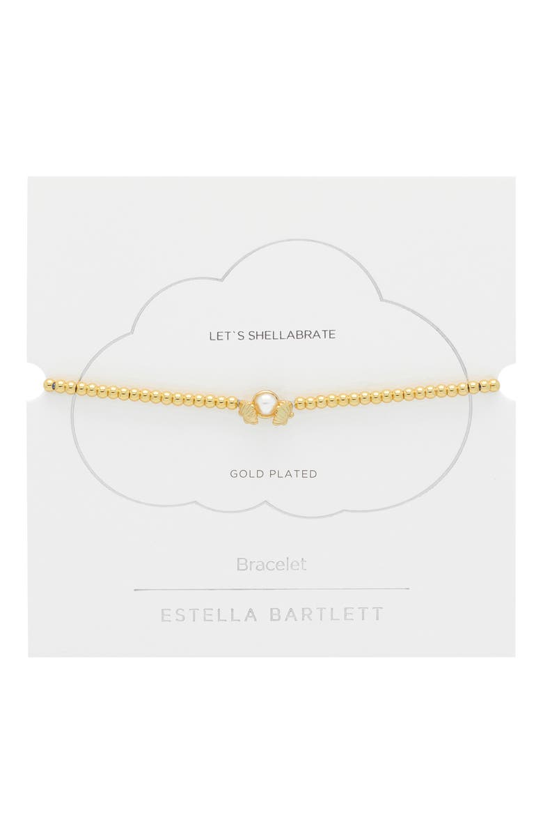 Estella Bartlett Scallops & Faux Pearl Bracelet, Main, color, Gold
