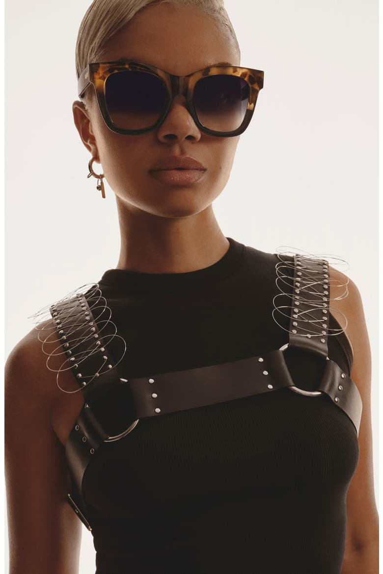 After Hours 51mm Square Sunglasses, Alternate, color, TORT BLACK/ BLACK FADE LENS