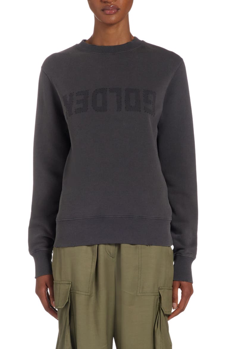 Upside Down Logo Long Sleeve Cotton Sweatshirt Dress, Main, color, DISTRESSED ANTHRACITE