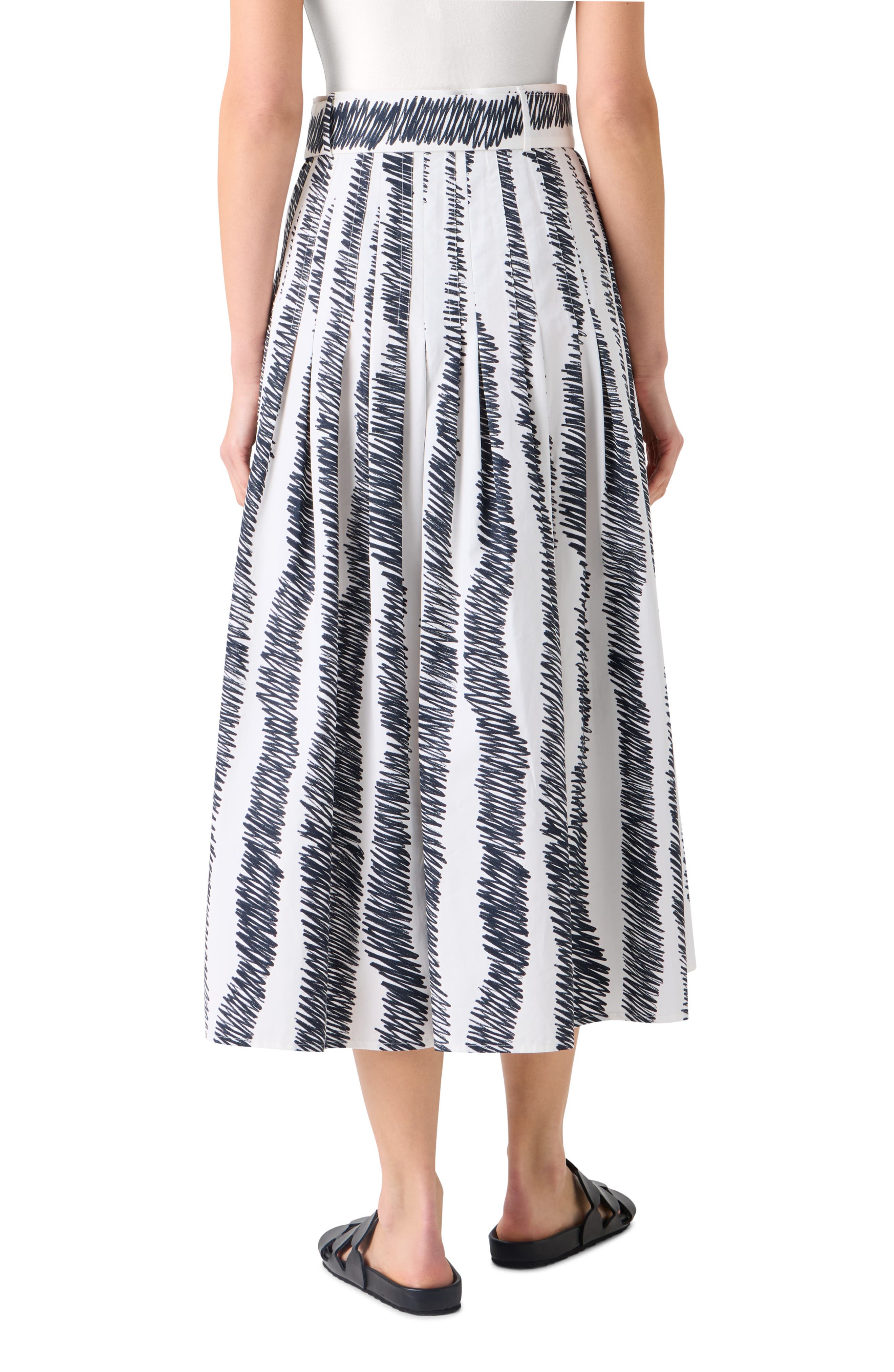 Scribble Print Pleated Cotton Poplin Skirt - image 2