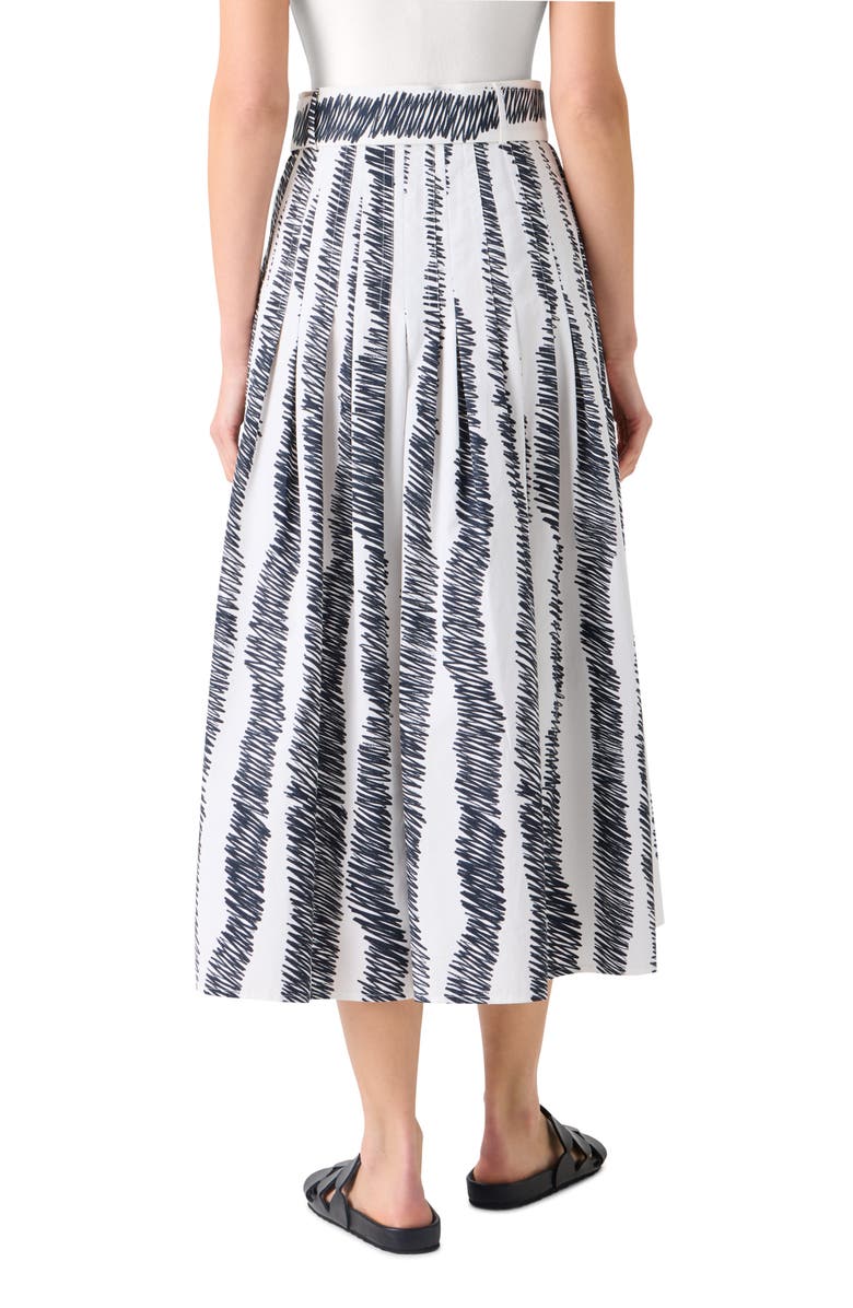 Akris punto Scribble Print Pleated Cotton Poplin Skirt, Alternate, color, Cream-Black