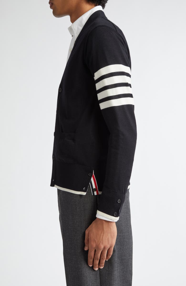 Thom Browne Virgin Wool Cardigan, Alternate, color, Black
