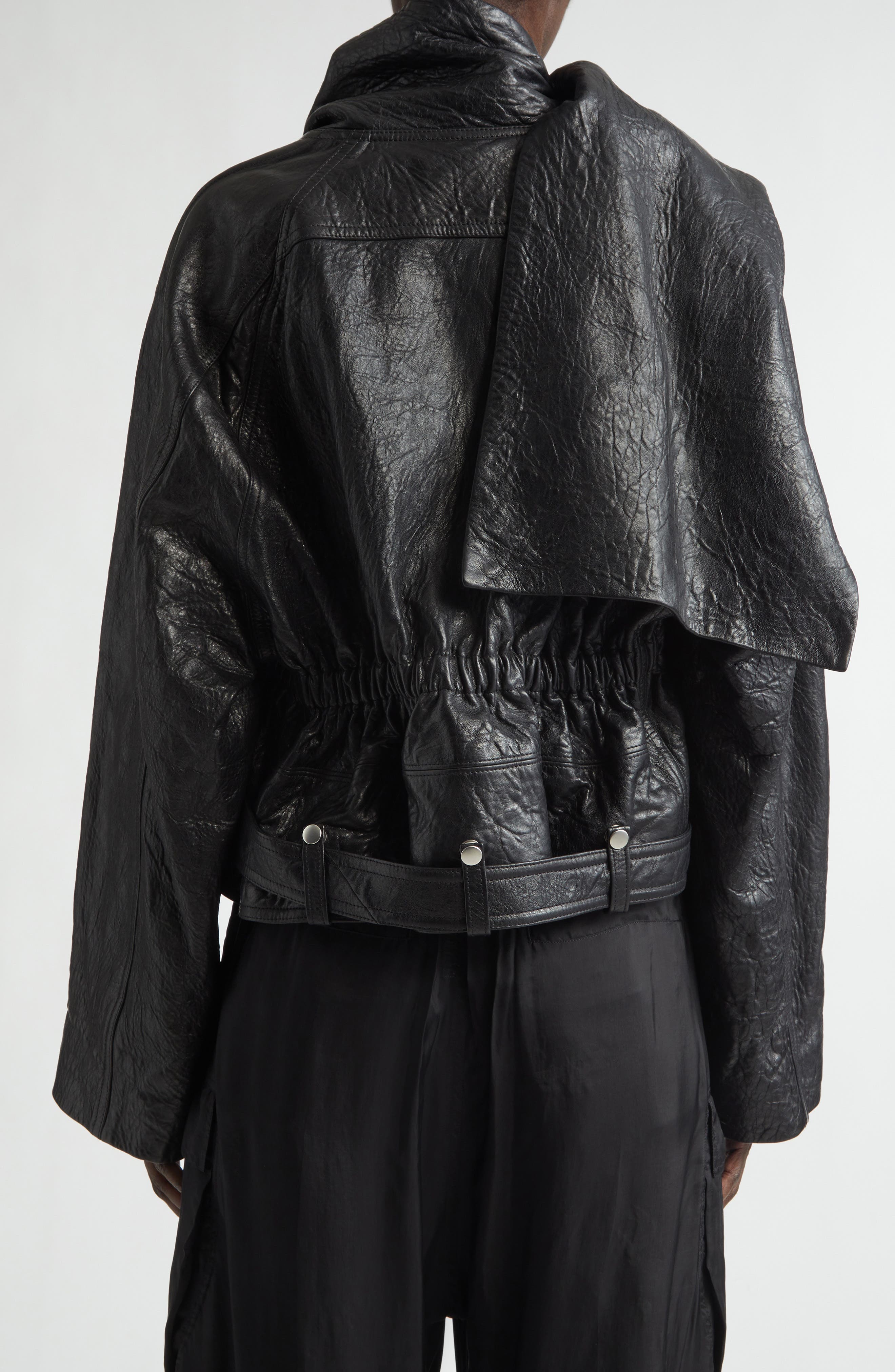Crop Leather Zip Jacket - image 2