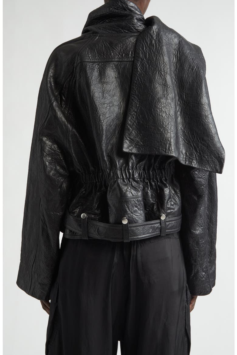 Crop Leather Zip Jacket, Alternate, color, BLACK