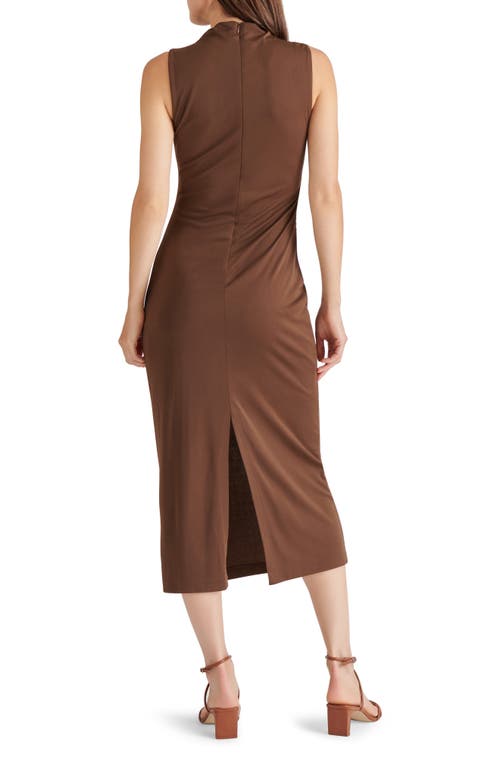 Steve Madden Mo Funnel Neck Matte Jersey Dress In Brown