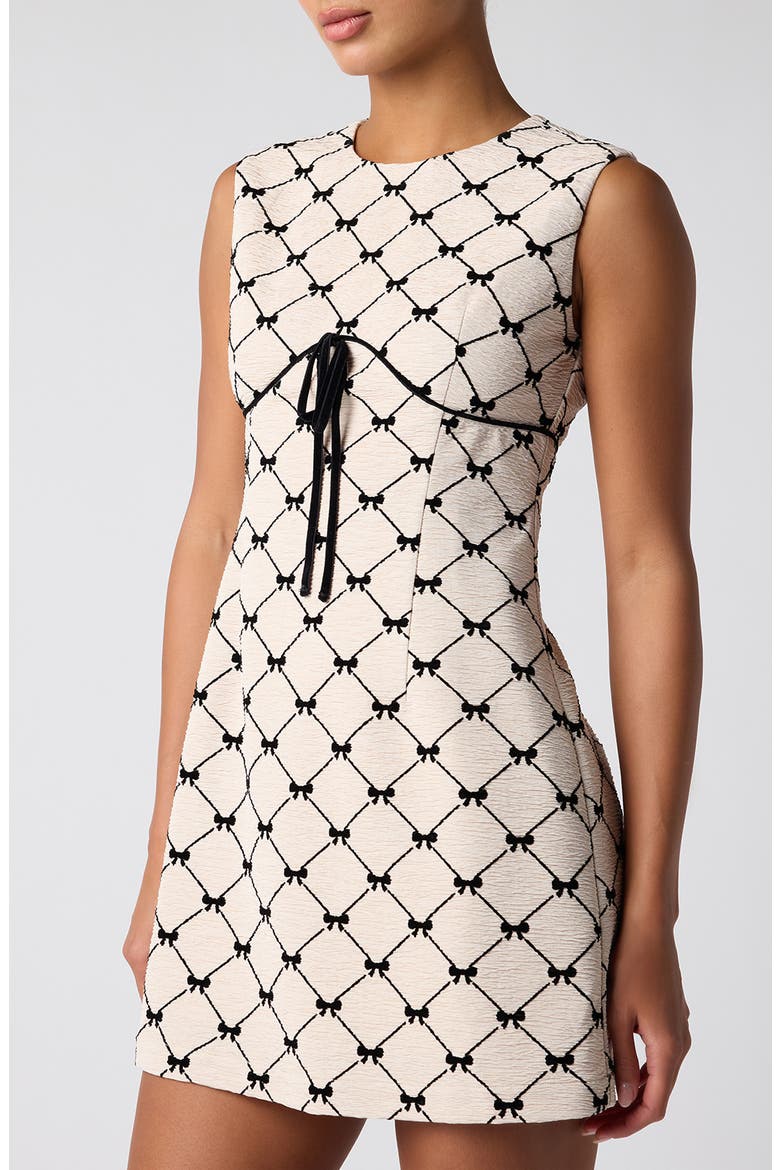 Margie Bow Minidress, Alternate, color, CREAM/ BLACK