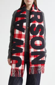 JW Anderson Logo Wool & Alpaca Blend Fringe Scarf