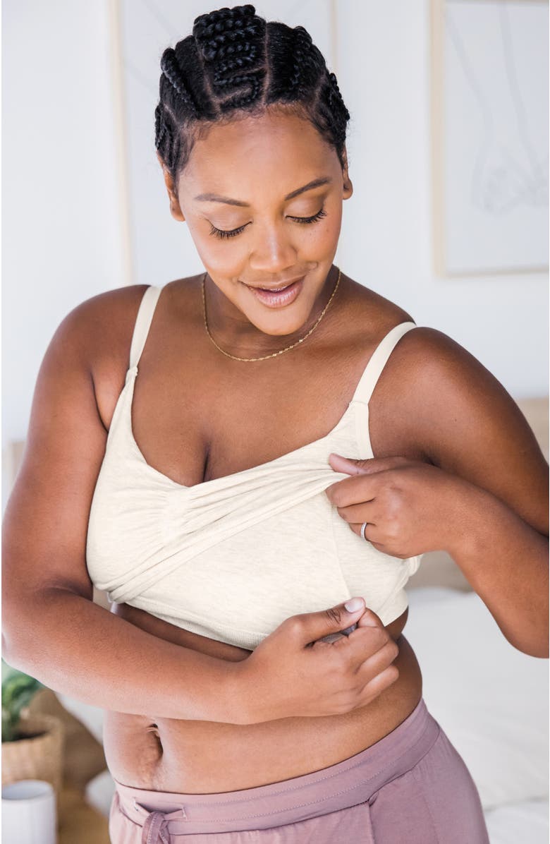 Kindred Bravely Sublime Hands-Free Pumping Lounge & Sleep Bra- Fits sizes 30B - 46D, Alternate, color, Oatmeal Heather