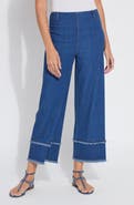 Lysse Pull-On Fringe Crop Wide Leg Jeans