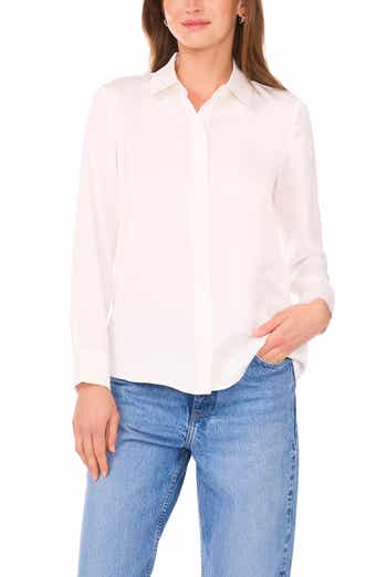 Vince Camuto Satin Long Sleeve Button-Up Shirt