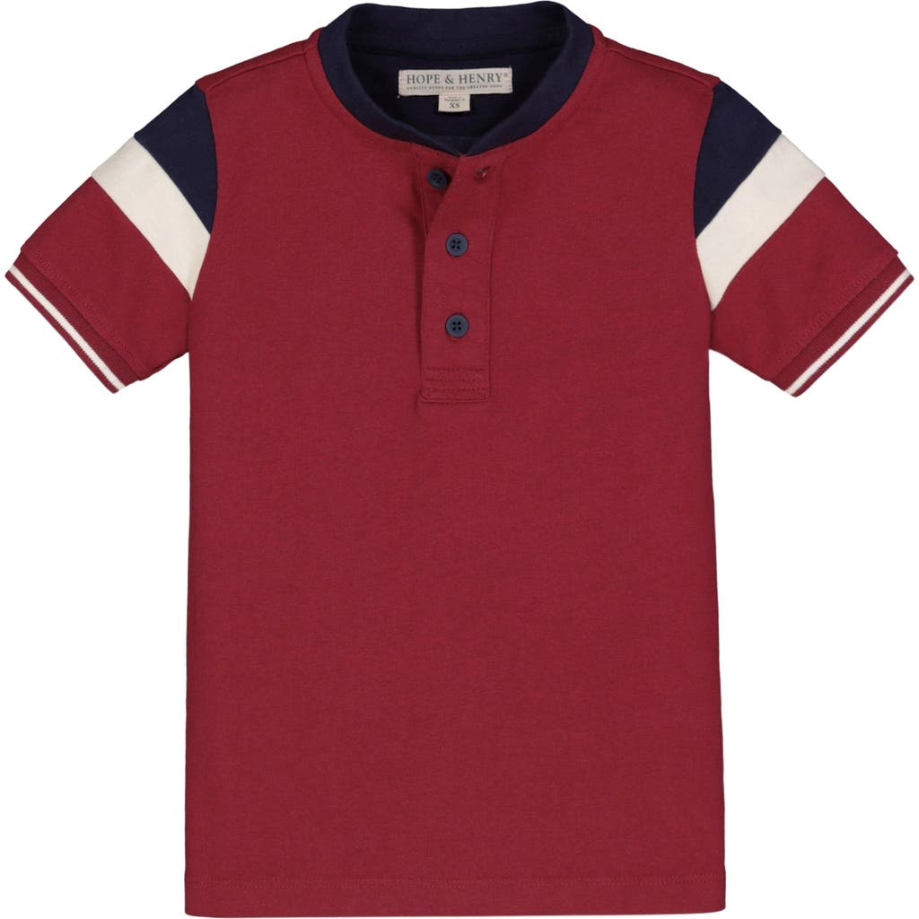 Hope & Henry Baby Boys' Short Sleeve Henley Tee, Infant In Red