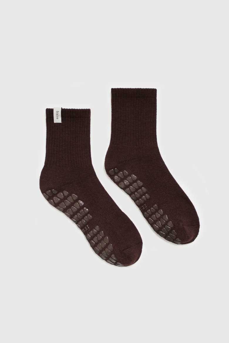 Espresso Classic Crew Grip Socks, Main, color, Espresso