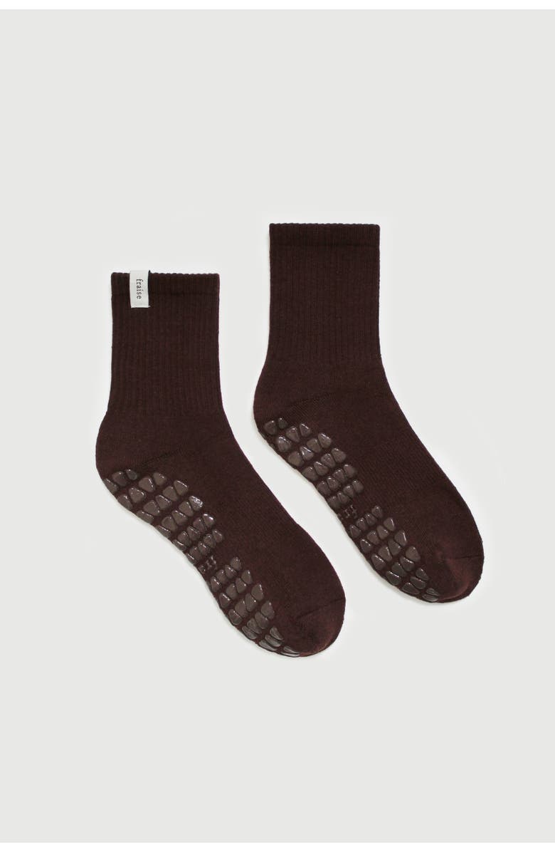 Fraise Espresso Classic Crew Grip Socks, Main, color, Espresso