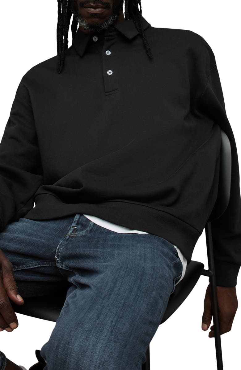 AllSaints Waite Long Sleeve Polo, Alternate, color, Jet Black