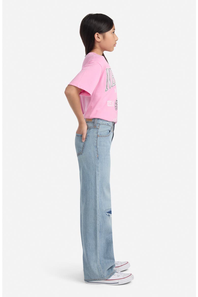 Kids' Ripped High Waist Wide Leg Jeans, Alternate, color, STRATUS DESTROY