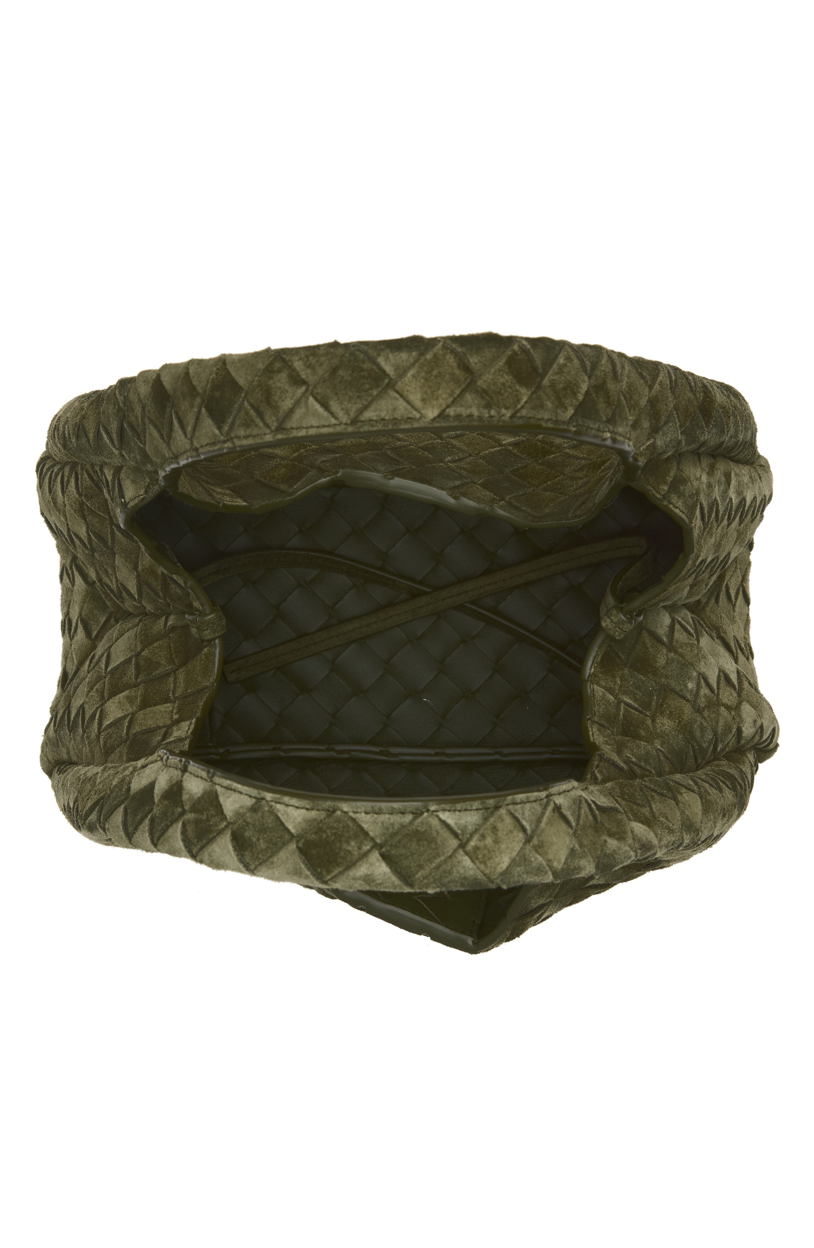 Small Campana Intrecciato Suede Tote, Alternate, color, 3783 GREEN TWEED-M BRASS