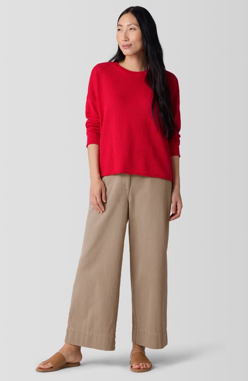 Eileen Fisher Crewneck Organic Linen & Organic Cotton Sweater In Cherry