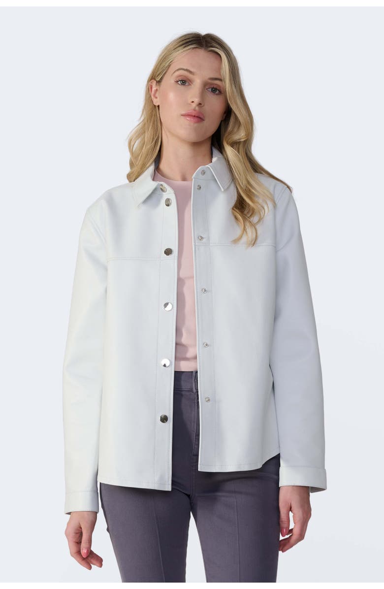 FURNIQ UK Frankie Leather Shirt Jacket, Main, color, White