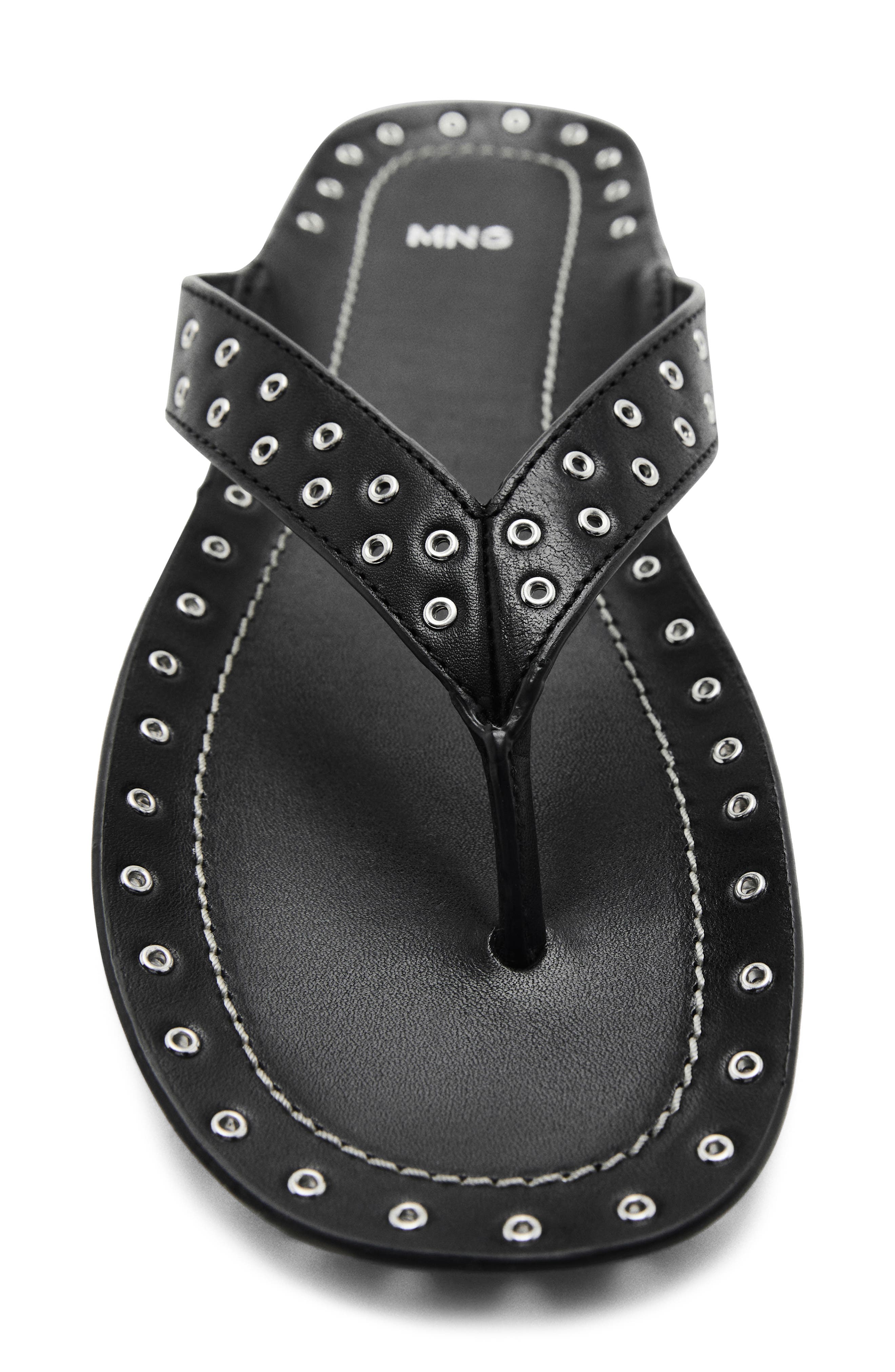 MANGO Grommet Flip Flop, Alternate, color, Black