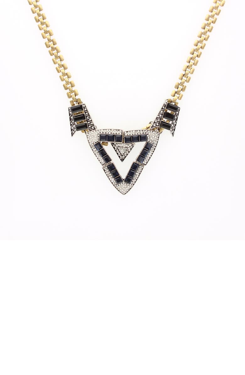 OLIVIA WELLES Gracie Crystal Pendant Necklace, Main, color, Burnished Gold / Blue