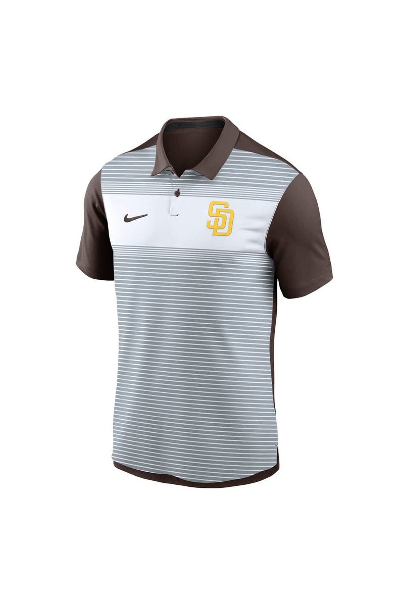 Nike Men's Nike White/Brown San Diego Padres Vapor Striped Performance Polo, Alternate, color, 