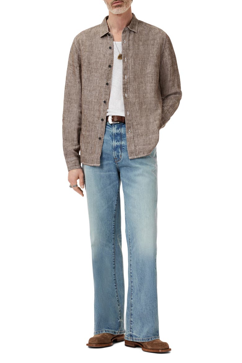 Ben Linen Button-Up Shirt, Alternate, color, EARTH BROWN