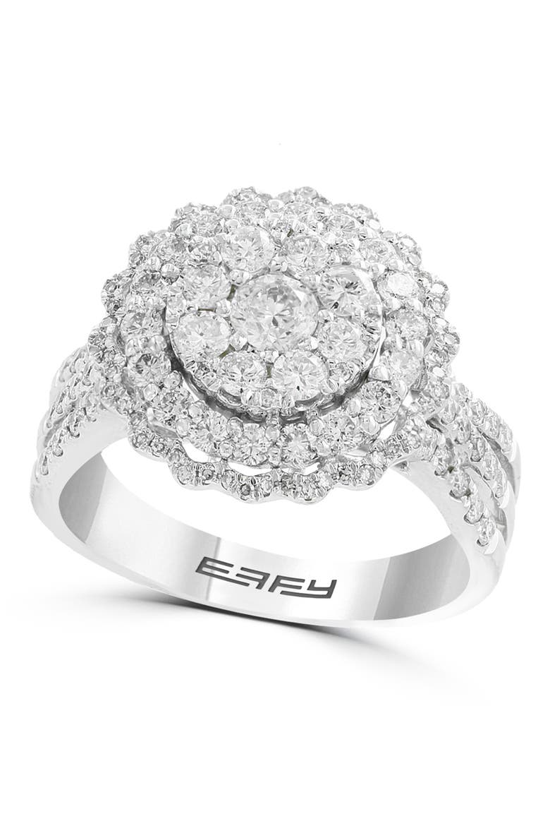 Sterling Silver Radiant Bloom Diamond Ring, Main, color, Metallic Silver