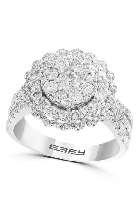 Sterling Silver Radiant Bloom Diamond Ring