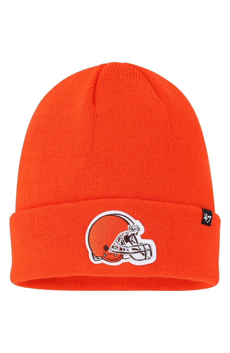 '47 Men's '47 Orange Cleveland Browns Primary Cuffed Knit Hat, Main, color,